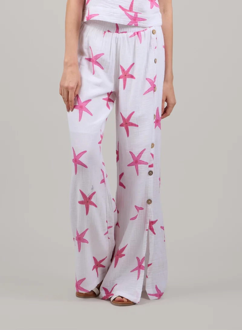 Just Nature White Side Slit Flared Trousers for Women | Best Price UAE